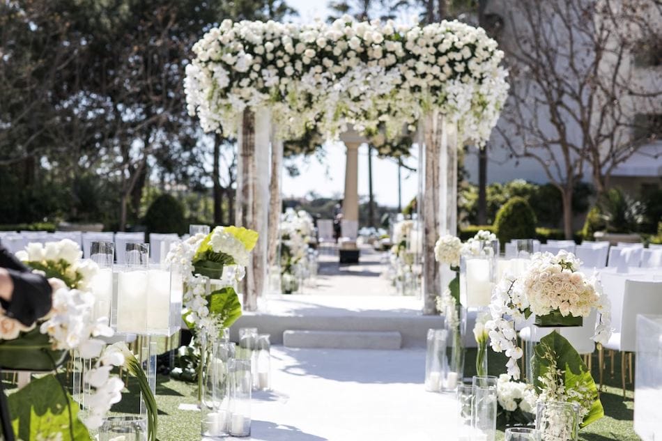 Outdoor Monarch Beach Resort Wedding Ceremony Featured in Inside Weddings