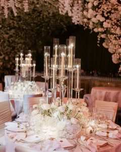 Chloe toppers from and Chameleon Chairs from Luxe Event Rentals