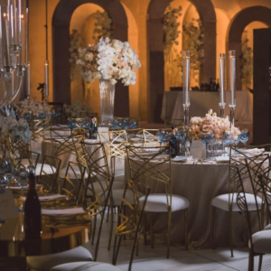 Chameleon Chair Gold Fanfare from Luxe Event Rentals